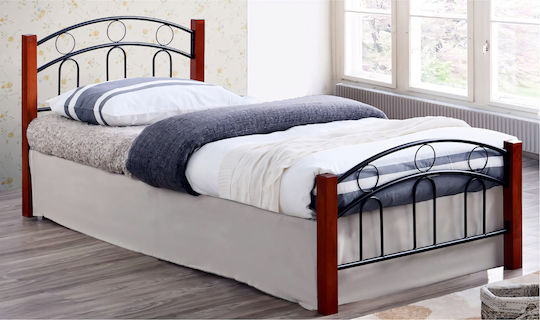 Jemina Κρεβάτι Διπλό για Στρώμα 150x200cm Μαύρο/βελανιδιά