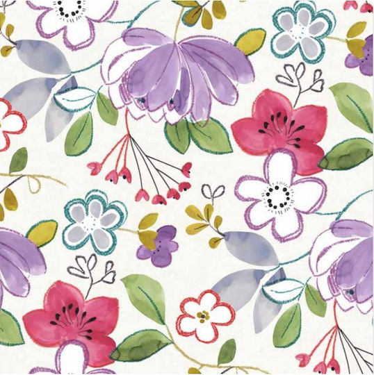Plastic Tablecloth Purple Flowers 140x180