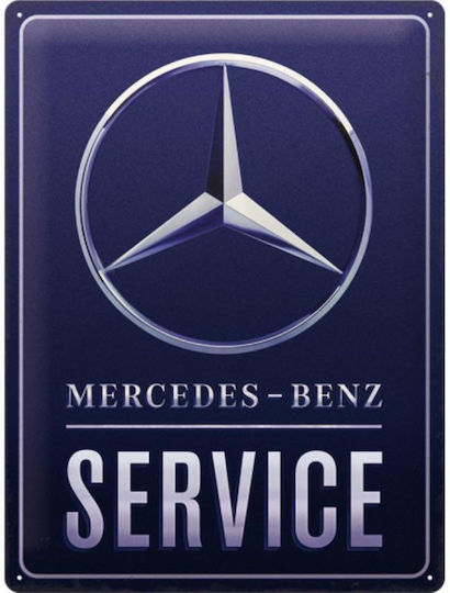 Nostalgisches Metallschild Mercedes Benz Service Blau