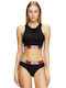 Damen Crop Top Ärmellos Schwarz