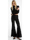 Women's Fabric Trousers Flared Black