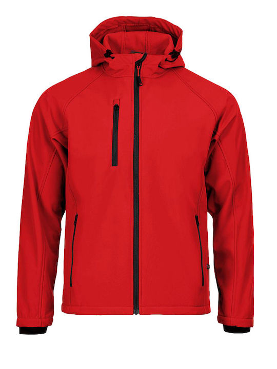Stenso Reef Arbeitsjacke Softshell mit Fütterung Fleece und mit Kapuze Rot