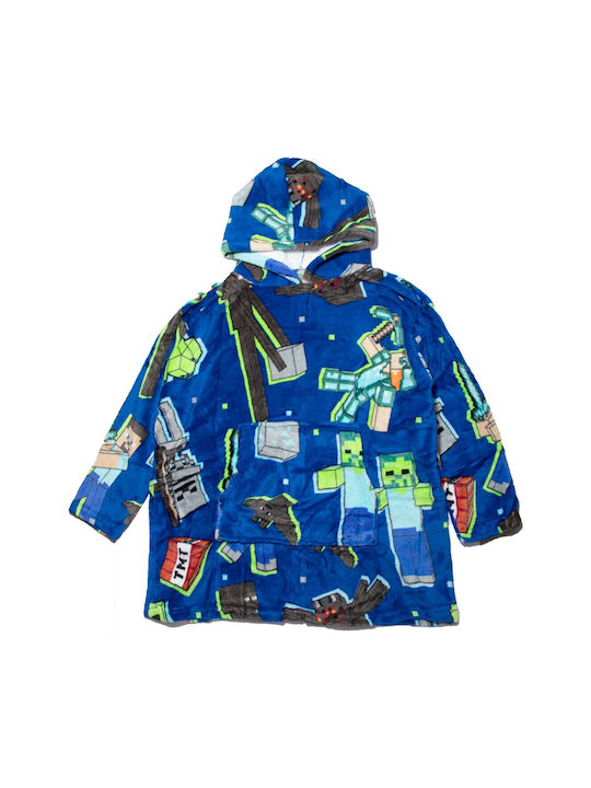 Minecraft Kinderdecke Fleece Coral Hoodie Ärmel Aym076103 Blau