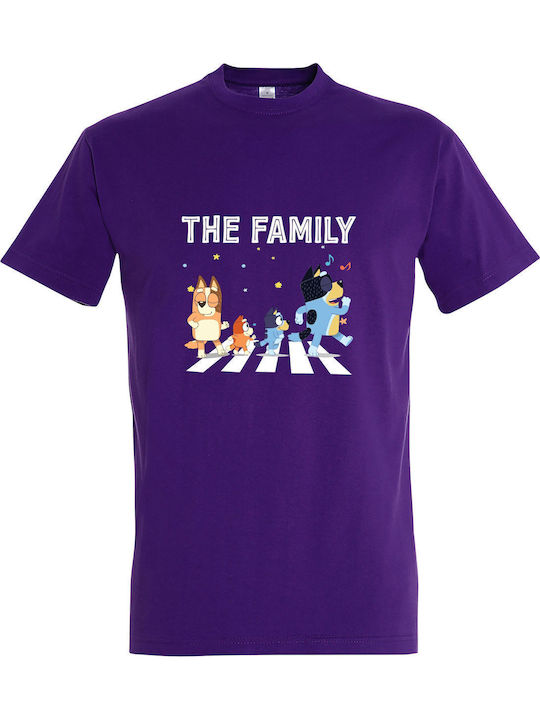Kids' T-shirt Dark Purple The Heeler Family Bluey Dad Mom