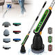 Perie Electrică Rotativă pentru Curățare Bucătărie Baie Podele Ferestre Mașină 7 Capete 120 Minute Durată Baterie 330 Rpm 2 Viteze Mâner Extensibil 138 Cm Reîncărcabilă Usb Aluminiu Negru