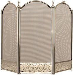 Metallic Fireplace Screen with 3 Panels 32x32x50cm Nickel Matt