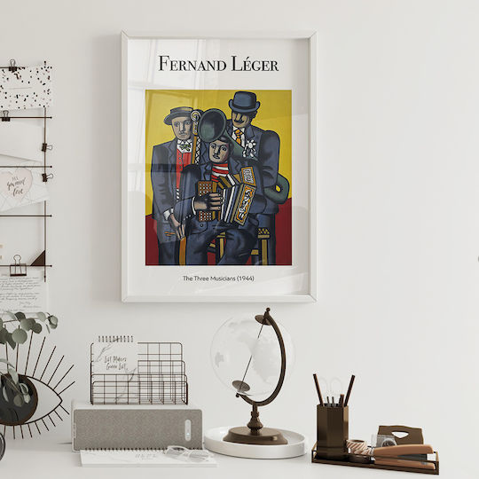 Poster Fernand Leger Three Musicians Art131 60cm X 90cm Μαύρο Ξύλινο Κάδρο