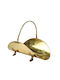 Metallic Basket Wood Storage 48x34x35cm Gold
