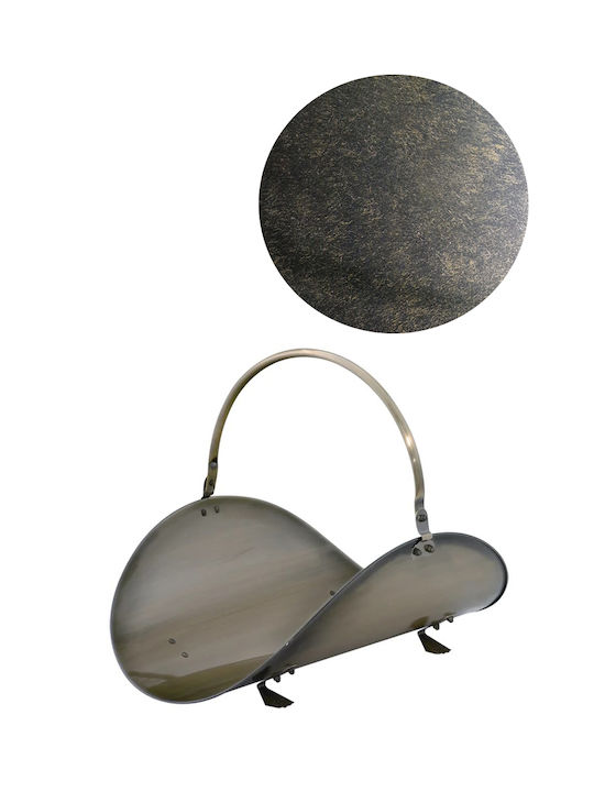 Metallic Basket Wood Storage 48x34x35cm Bronze