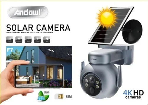 Andowl F7 IP Κάμερα Παρακολούθησης Wi-Fi 4K Αδιάβροχη Μπαταρίας Γκρι