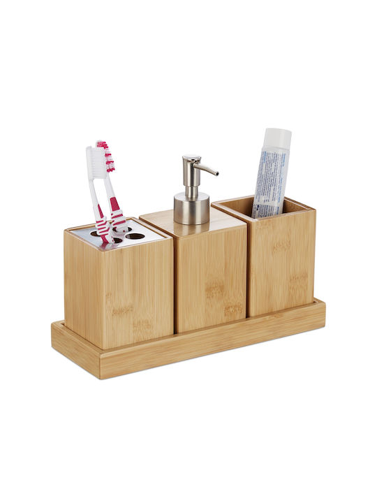 Relaxdays Bamboo Bathroom Accessory Set