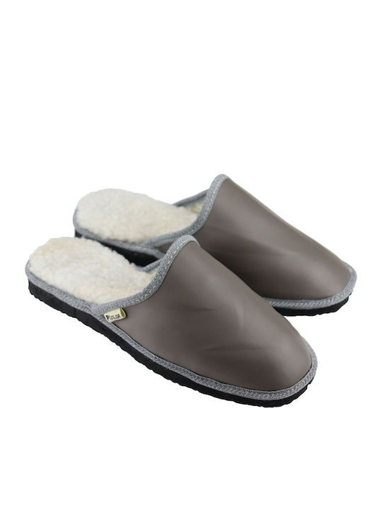 Lederne Winterliche Herrenhausschuhe Gray