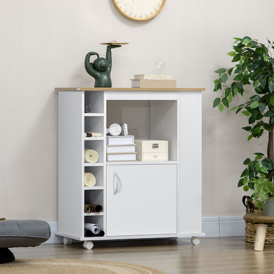 HomCom Ραφιέρα Κουζίνας Ξύλινη Λευκή 75x39.5x88cm