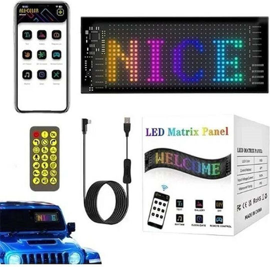 Flexibles Anzeigefeld LED-Schild Bluetooth Benutzerdefinierter Text Animiertes Bild über App Auto 10×37cm 10580