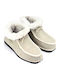 Heel Enclosed Men's Slippers with Fur Εκρού