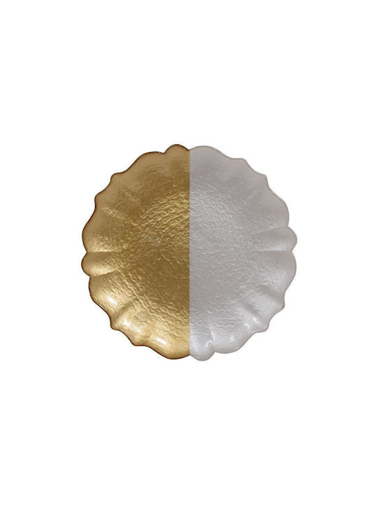 Platou din sticlă Fylliana culoare transparent-auriu 26cm