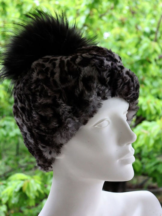 Pom Pom Beanie Unisex Σκούφος Πλεκτός σε Καφέ χρώμα