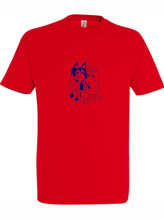 T-shirt Unisex " Bluey Family " Red