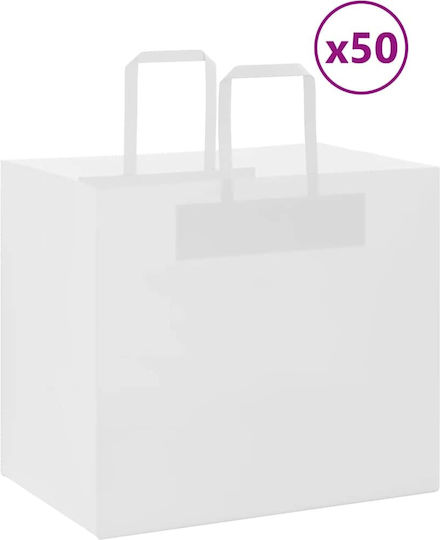 vidaXL Χάρτινη Τσάντα για Δώρο Λευκή 32x28x22εκ. 50τμχ
