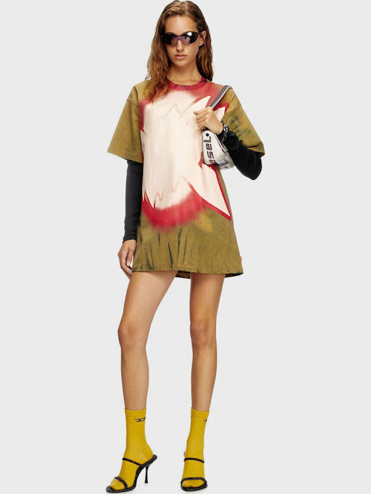 Sommer Mini T-Shirt Damenkleid Olive