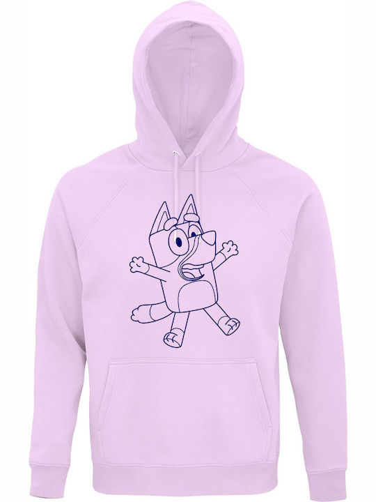 Kinder-Sweatshirt mit Kapuze und Taschen Creamy Pink Bluey Figure Outline
