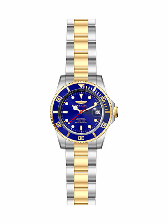 Invicta Ανδρικό Ρολόι Αυτόματο με Χρυσό Μεταλλικό Μπρασελέ 47642