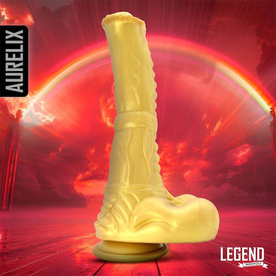 Aurelix Flüssiges Silikon Dildo mit Hoden und Saugnapf Gold 24,5cm