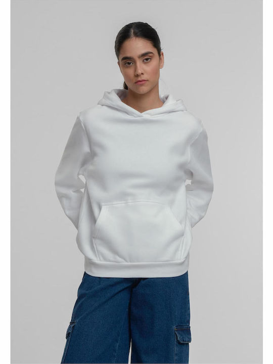 Urban Classics Γυναικείο Φούτερ με Κουκούλα White