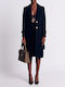 Women's Wool Long Coat with Buttons Black
