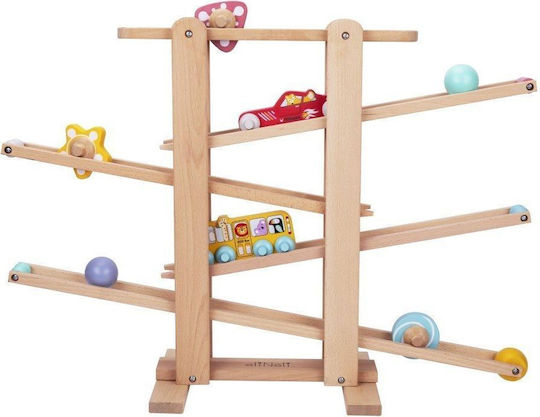 Elineli Race Xxl Montessori Ξύλινη Πίστα Αγώνων Σετ Λεωφορείο Αυτοκίνητο