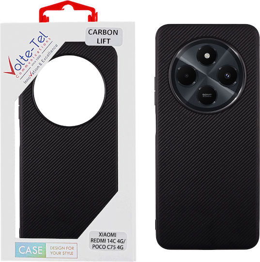 Volte-Tel Carbon Lift Back Cover Silicone Black (Redmi 14C / Poco C75)