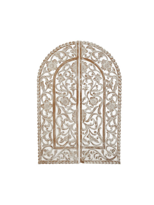 Artekko Διακοσμητικό Τοίχου Mirroki Εκρού από Ξύλο 40x4x120cm 2τμχ