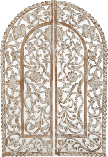 Artekko Wall Decor Mirroki Ecru Made of Wood 40x4x120cm 2 Pieces