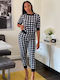 Women's Navy-black Set with High-waisted Pants with Elastic