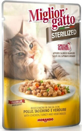 Morando Migliorgatto Wet Food for Cats in Pouches with Chicken, Turkey and Vegetables 85gr