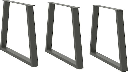 vidaXL Metallic Furniture Leg 3 Pieces Suitable for Table / Coffee Table / Office 80x72cm Anthracite