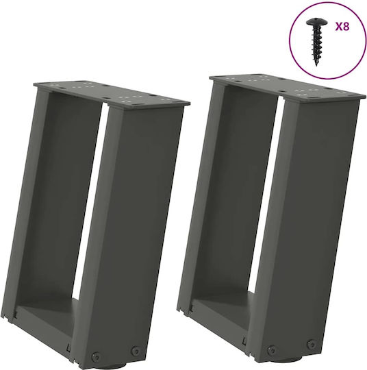 vidaXL Metallisches Möbelbein 2Stücke Für Büro / Tisch / Beistelltisch 30x30cm Anthrazit