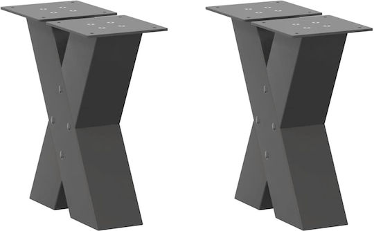 vidaXL Металик Крак На Мебел 2 Бройки Подходящ За Маса / Малка Маса / Офис 30x30см Антрацит