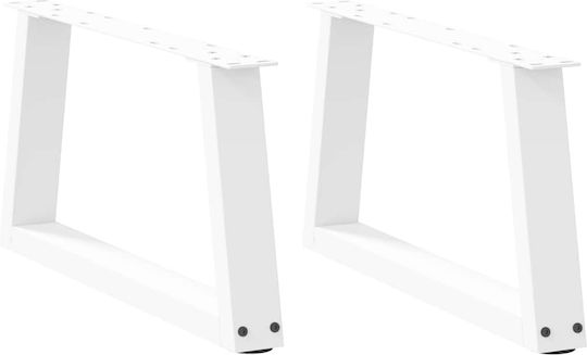 vidaXL Metallic Furniture Leg 2 Pieces Suitable for Table / Coffee Table / Office 60x30cm White