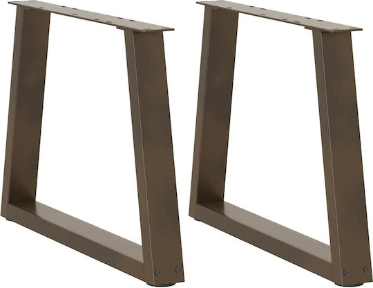 vidaXL Metallic Furniture Leg 2 Pieces Suitable for Table / Coffee Table / Office 60x42cm Brown