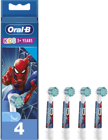 Oral-B Electric Toothbrush Replacement Heads Spiderman 4 Pieces for 3+ Years