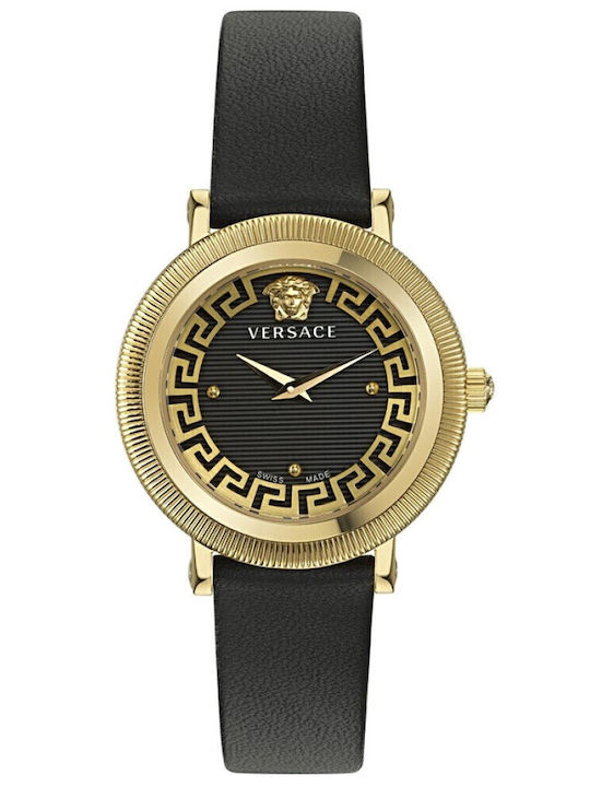 Versace Grecy Flourish Damen Uhr mit Schwarz Le...