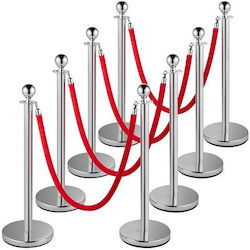 Set 8 Barrier Posts Red Velvet Rope 1.5 M Stain...