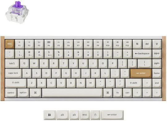 Keychron K2 HE K2H-Q1 Wireless Gaming Mechanical Keyboard 75% with Gateron Double-Rail Magnetic Nebula Switches and RGB Lighting English US White Special Wood Edition