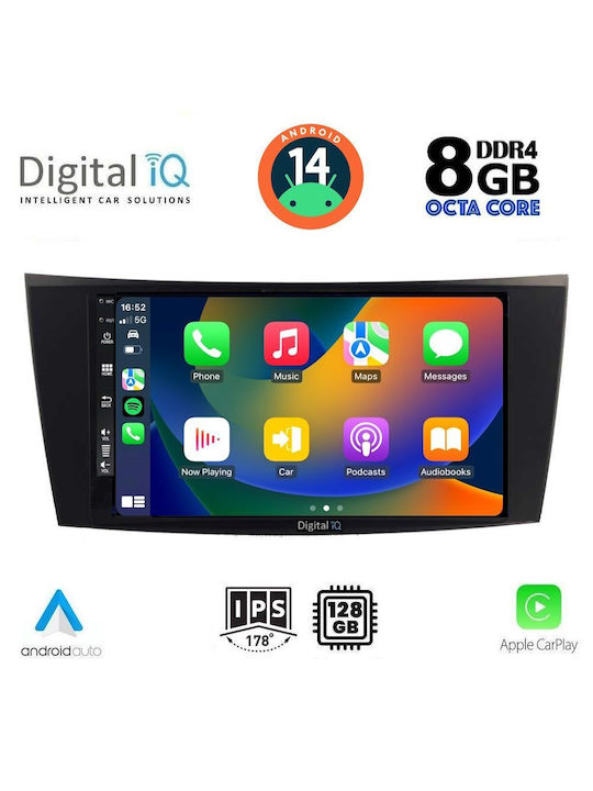 Digital IQ Car Audio System for Mercedes-Benz E Class / CLS Class 2003-2009 (Bluetooth/USB/AUX/WiFi/GPS/Apple-Carplay/Android-Auto) with Touch Screen 8"