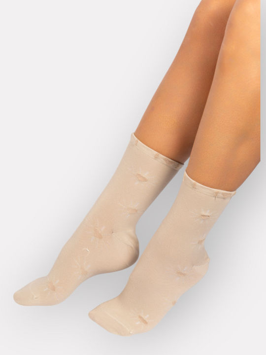 Pro Socks Γυναικείες Κάλτσες με Σχέδια Εκρού