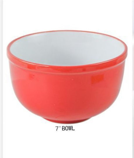 SDS Serving Bowl Round Ceramic Red
