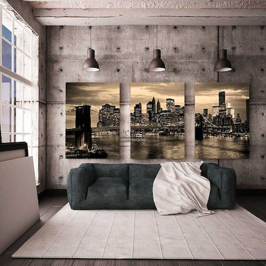 Triptych Canvas Painting New York Knv234 45cm X 65cm