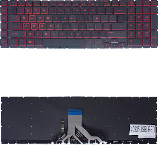 Πληκτρολόγιο Laptop Keyboard Hp Omen 17-cb 17-cb1070nr 17-cb1072nr 17t-cb000 17t-cb100 L57377-001 Us No Frame Backlight Red Κωδ.40935usblred