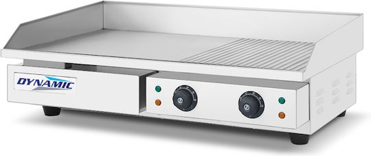 Dynamic Ηλεκτρικό Πλατώ Ψησίματος Χρωμίου 4.4kW με Λεία & Ραβδωτή Πλάκα